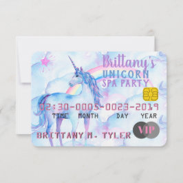 VIP Rainbow Unicorn Spa-Födelsedagsfest Inbjudningar