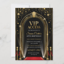 VIP Röda Mattan Hollywood Guld Födelsedagsinbjudan