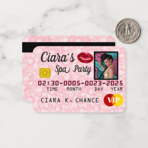 VIP Rosa Glitter Photo Party Kredit-kort Anteckningskort