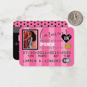 VIP Rosa Rand Photo Kredit Card-inbjudan Anteckningskort