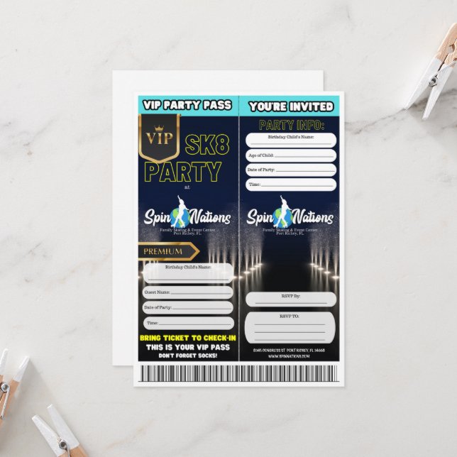 VIP Skate Party Inbjudningar (Fram/Back In Situ)