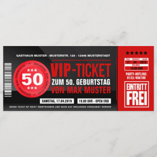 VIP-TICKET Einladungskarten (rot) Inbjudningar
