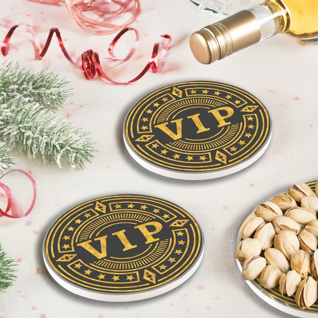 VIP Very Special Person Gold and Black Retro Chic Underlägg (Skapare uppladdad)