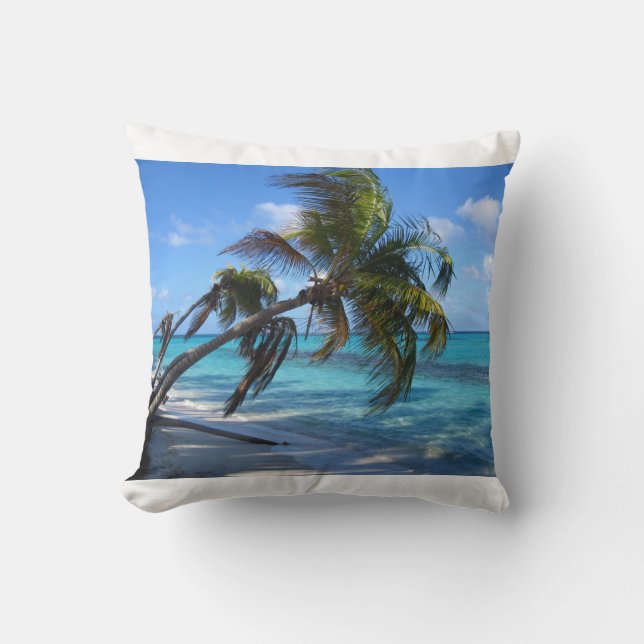 Vippade på palmträd - vit kudde (Framsida)