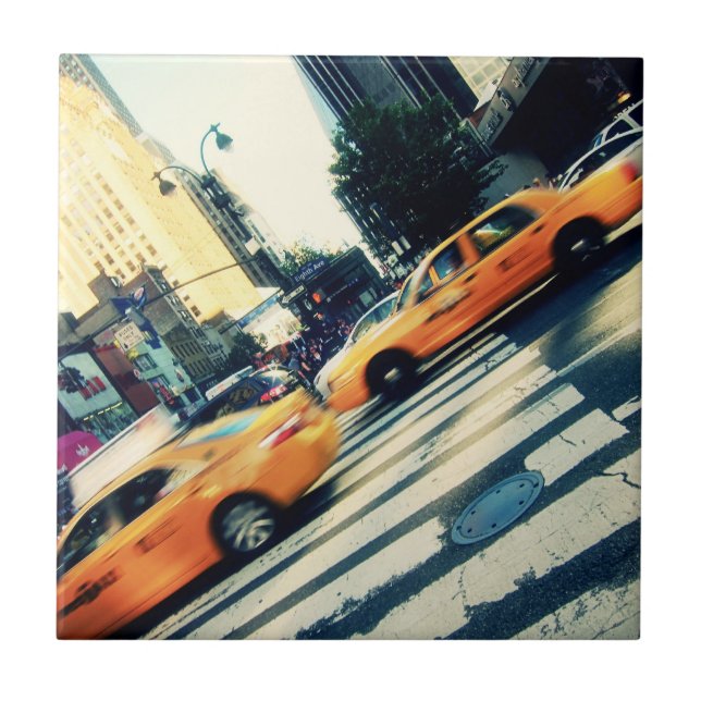Vippade på taxiar NYC Kakelplatta (Framsidan)