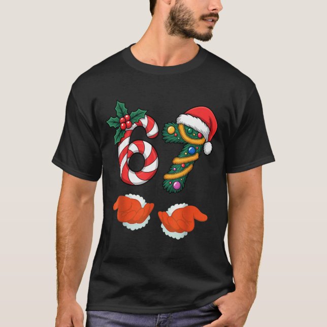 Viral 67 Candy Canes Christmas Tree With Hand Holi T Shirt (Framsida)
