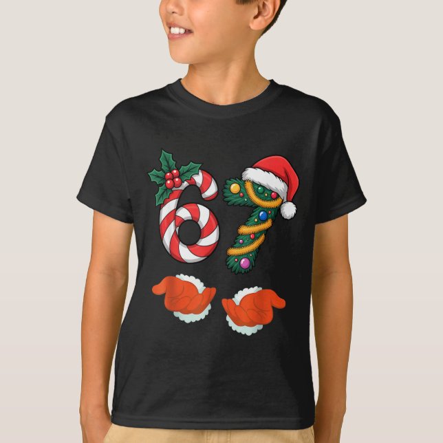 Viral 67 Candy Canes Christmas Tree With Hand Holi T Shirt (Framsida)