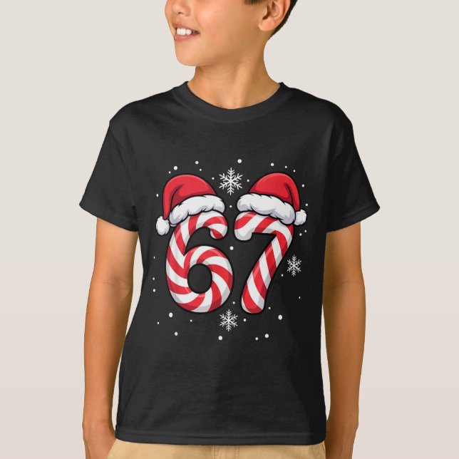 Viral 67 Candy Canes Santa Holiday Kids Humor Funn T Shirt (Framsida)