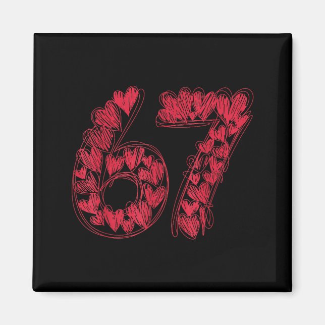 Viral 67 Hand-drawn Hearts Valentine's Day Cute Te Magnet (Framsidan)