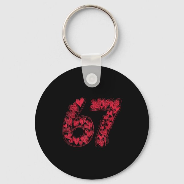 Viral 67 Hand-drawn Hearts Valentine's Day Cute Te Nyckelring (Framsida)