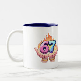 Viral 67 Meme Fire Hands Graphic Trendy Kids Mug Två-Tonad Mugg