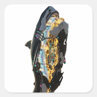 Viral Brainrot Shark Neon Aesthetic | Glitchcore Fyrkantigt Klistermärke