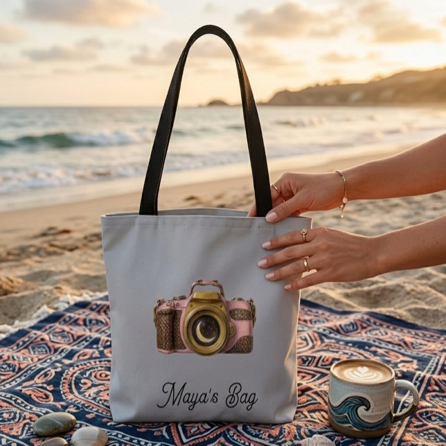 Viral Custom Name Camera Gift Sleek Trendy Tygkasse (Skapare uppladdad)