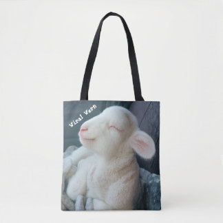 Viral Vern White Lamb Durable Tote Bag Tygkasse