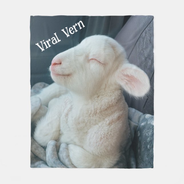Virala lammets söta personlighet  fleecefilt (Framsidan)