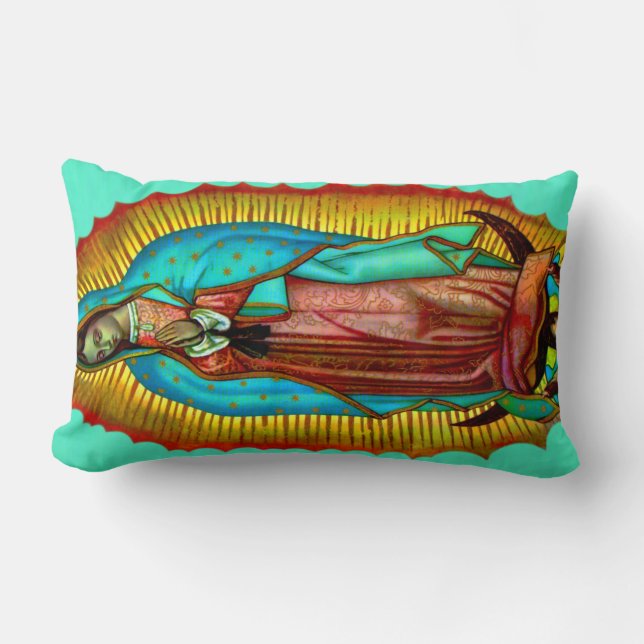 Virgen de Guadalupe Almohada oracion Salve Regina Lumbarkudde (Framsida)