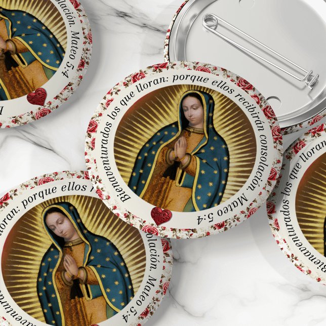 Virgen de Guadalupe Funeral in Loving Memory Knapp (Virgen de Guadalupe, Our Lady of Guadalupe, funeral keepsake, funeral buttons, Celebration of Life)