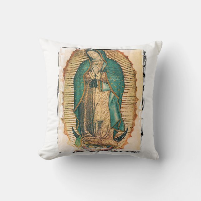 Virgen de Guadalupe med den ojämna ramen Kudde (Framsida)