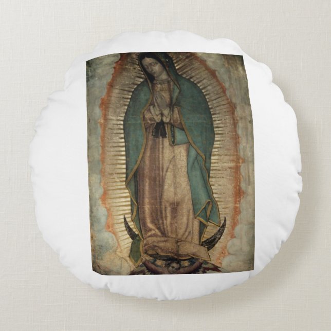 Virgen de Guadalupe Rund Kudde (Framsidan)