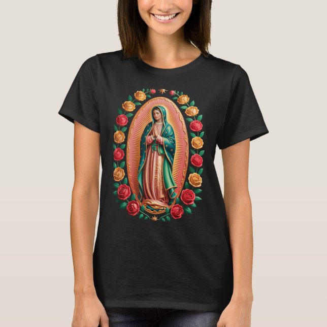 Virgen De Guadalupe Saint Mary Christian Religious T Shirt (Framsida)