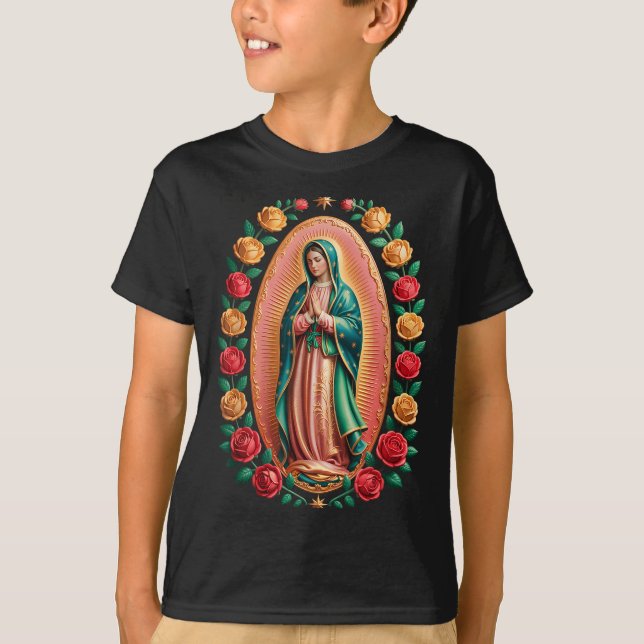 Virgen De Guadalupe Saint Mary Christian Religious T Shirt (Framsida)