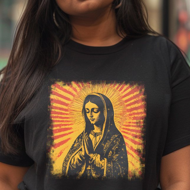 Virgen de Guadalupe T Shirt (Fusing iconic imagery with a modern eclectic style.)