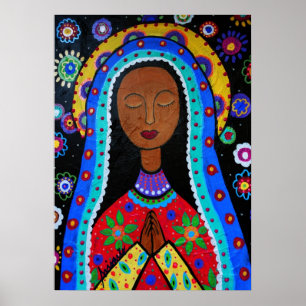 Virgen Guadalupe vid Pristine Cartera-Turkus Poster