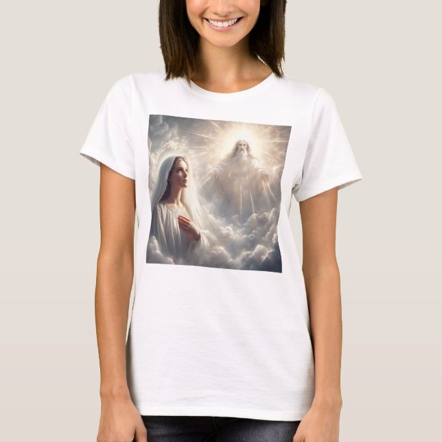 Virgen y Bendición Celestial T Shirt (Framsida)