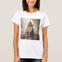 Virgen y Niño: Amor Divino en Serenidad Celestial T Shirt