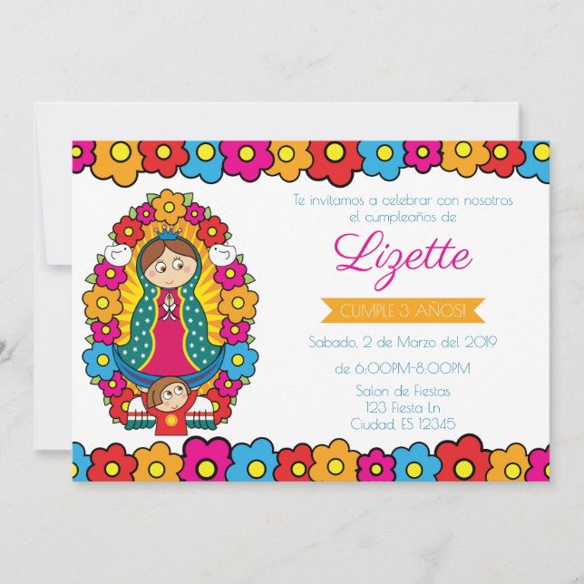 VIRGENCITA - INVITACION PARA CUMPLEAÑOS INBJUDNINGAR (Framsida)