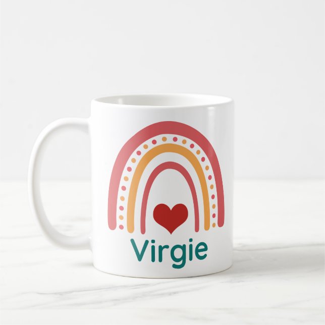 Virgie Namn Vintage Boho Rainbow Kaffemugg (Vänster)