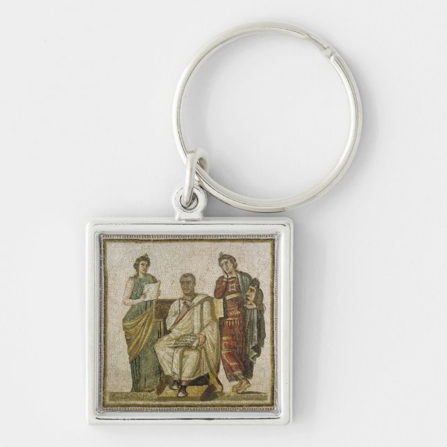 Virgil och musorna, från Sousse Fyrkantig Silverfärgad Nyckelring (Framsidan)
