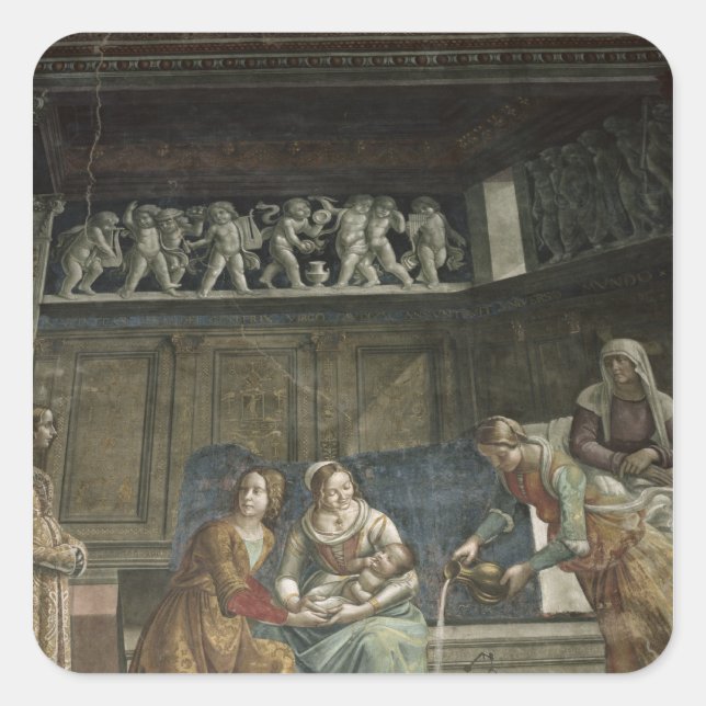 Virgin, 1485-90 fyrkantigt klistermärke (Framsida)