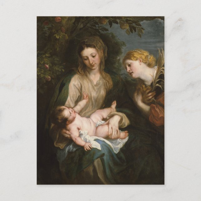 Virgin and Child - Anthony Van Dyck Vykort (Framsida)