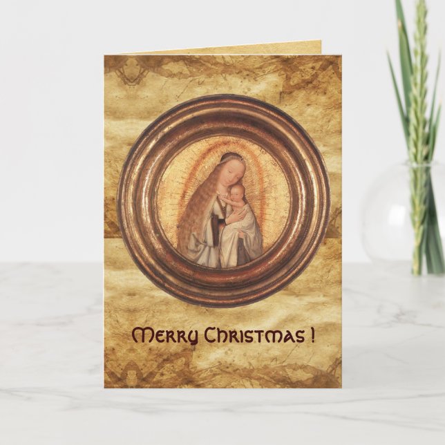 VIRGIN AND CHILD ,Parchment Helgkort (Framsida)