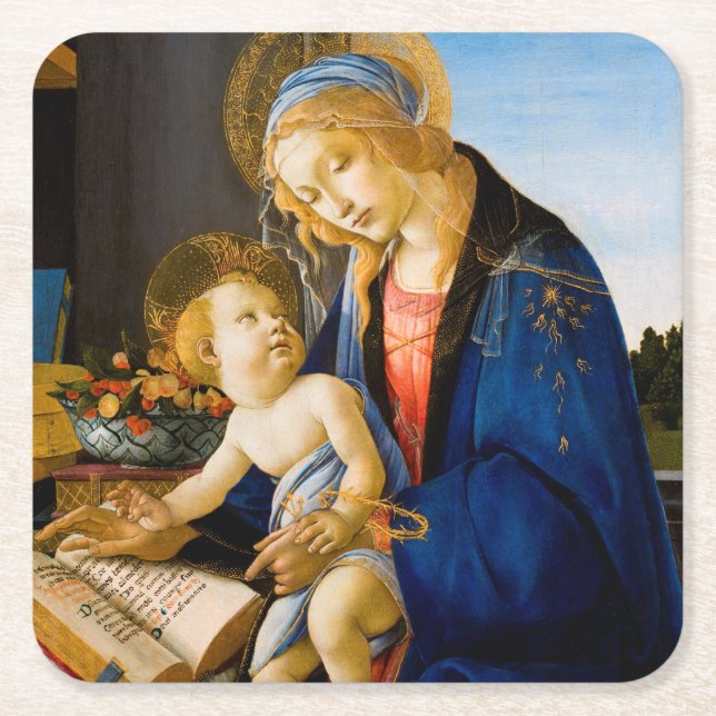 Virgin and Child, Sandro Botticelli Underlägg Papper Kvadrat (Framsidan)