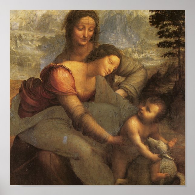 Virgin and Child with St Anne and Lamb by DaVinci Poster (Framsidan)