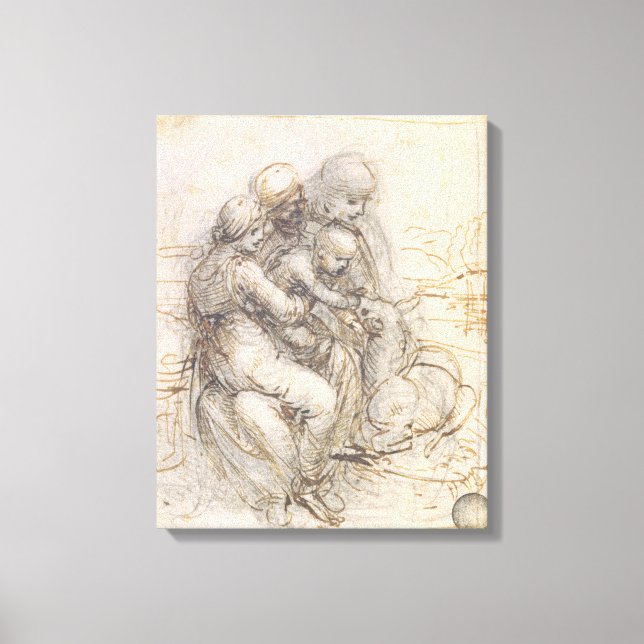 Virgin and Child with St. Anne, c. 1501-10 (penna  Canvastryck (Framsida)