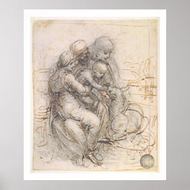 Virgin and Child with St. Anne, c. 1501-10 (penna  Poster (Framsidan)