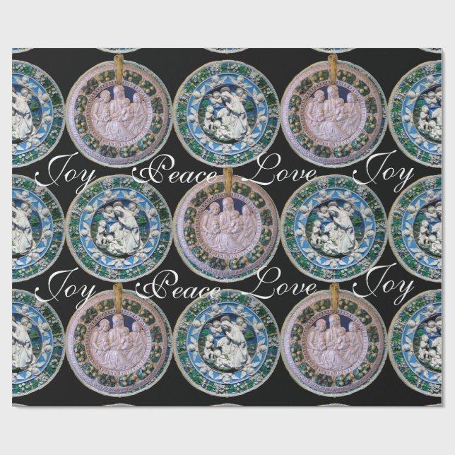 VIRGIN, BARN OCH ÄNGLAR, NATIVITY CHRISTMAS ROUNUN PRESENTPAPPER (Platt)