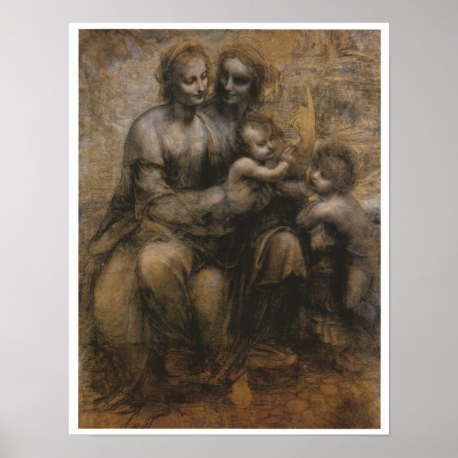 Virgin & Child med Saints Anne & John, da Vinci Poster (Framsidan)