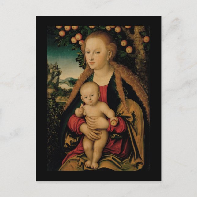 Virgin Child under Apple Träd Cranach Vykort (Framsida)