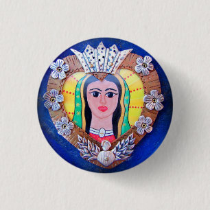 Virgin från Guadalupe Heart-knappen Knapp