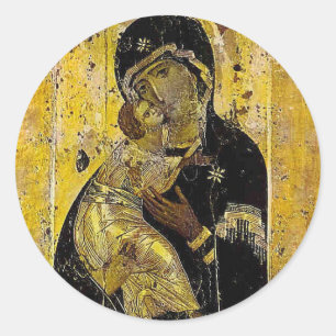 Virgin från Kyiv ukrainsk Icon Madonna Runt Klistermärke