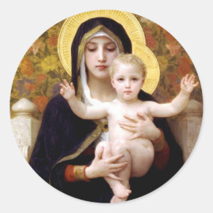 Virgin från Lilies, William-Adolphe Bouguereau Runt Klistermärke