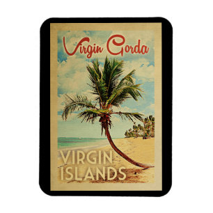 Virgin Gorda Handflatan Träd Vintage resor Magnet