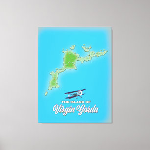 Virgin Gorda Karta Canvastryck