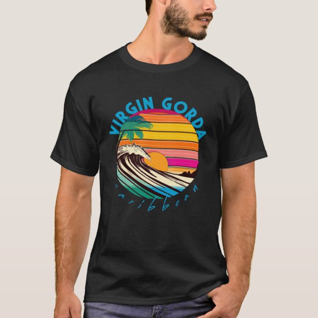 Virgin Gorda Retro 1980-talets Stil-västindiska st T Shirt (Framsida)