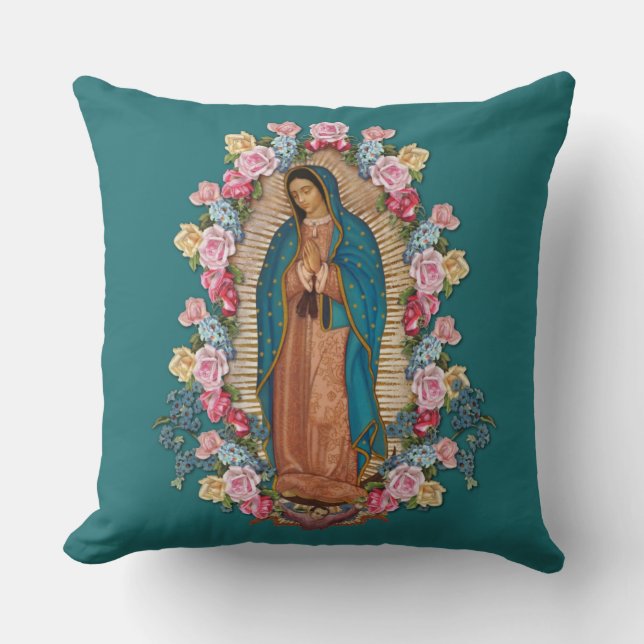 Virgin Guadalupe Catholie Religiösa Ro Kudde (Framsida)
