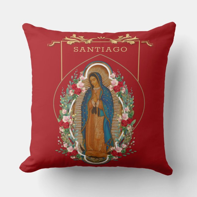 Virgin Guadalupe Catholie Religiösa Ro Kudde (Framsida)